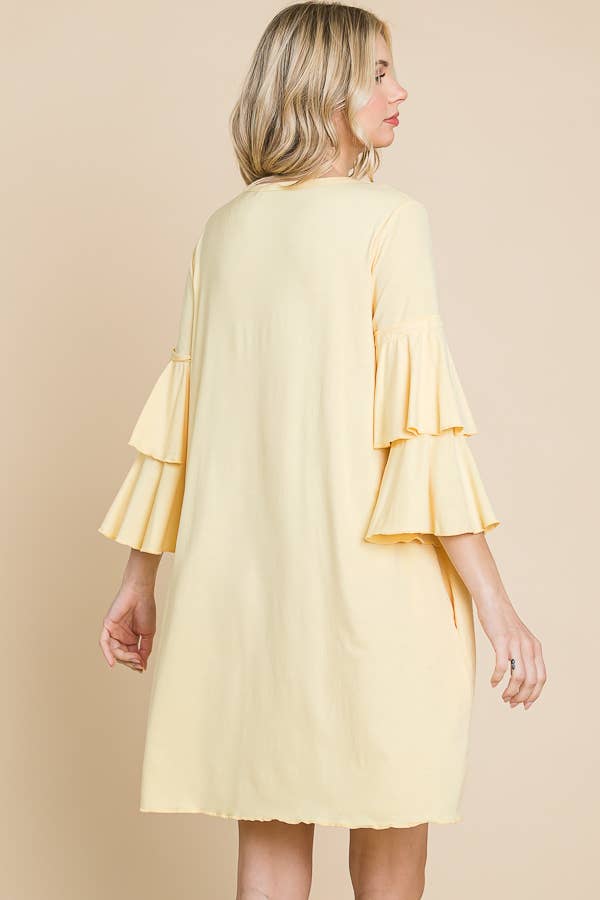 Culture Code - Wholesale Dress - Women's - CAD1410Q - V-NECK RUFFLE SLEEVE A-LINE DRESS7