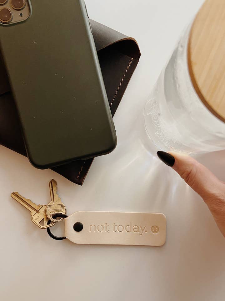 “Not Today” Script Keychain for wholesale by Twin Sparrow