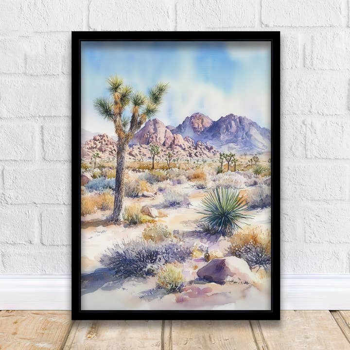 Joshua Tree National Park Watercolor Travel Poster for wholesale by InkNPrintz