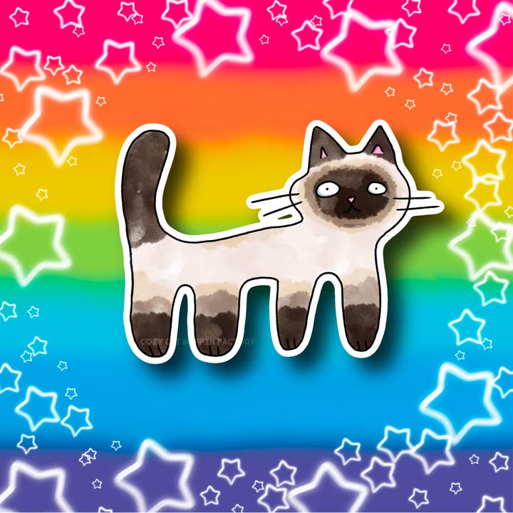 Adesivo Siamese Derpy Cat per la vendita all'ingrosso da parte di Cozy Cat Muffin Factory