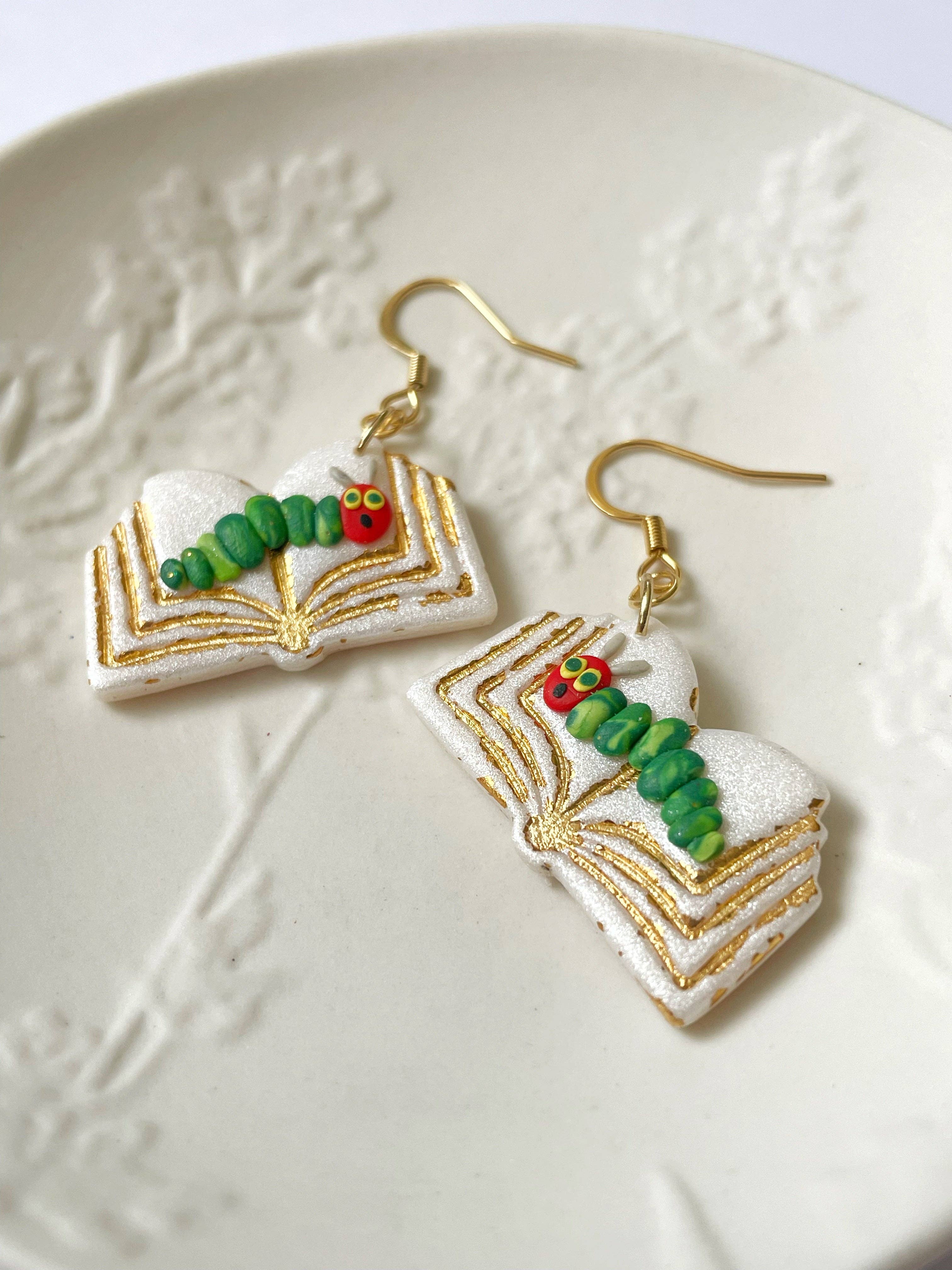 Emily C Designs – wholesale Dangle earrings – The Very Hungry Caterpillar Open Book Earrings2