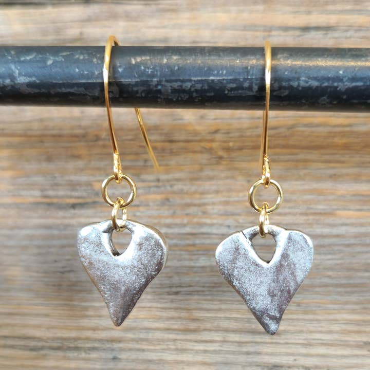 “In Him” Hammered Heart Earrings for wholesale by Cool Water Jewelry