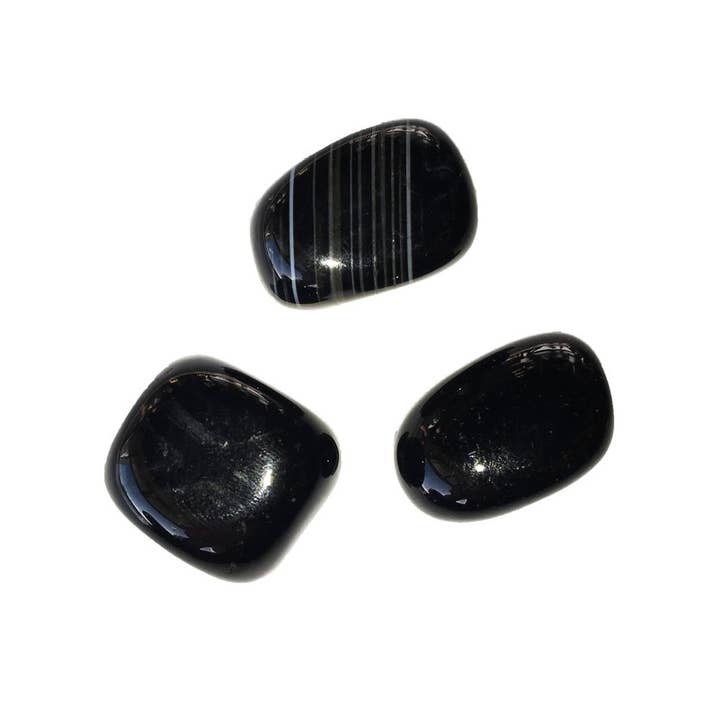 Black Agate Tumbled Stones - 250grs for wholesale by France Mineraux