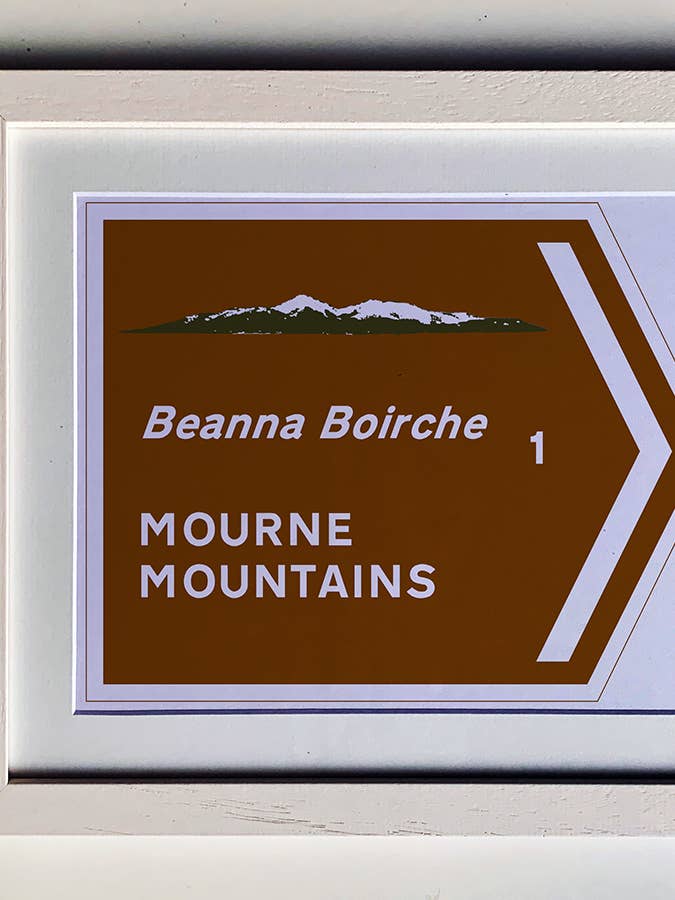 Irish Print - The Mournes (Gaeilge and English) for wholesale by Clemence Prosen Art & Design