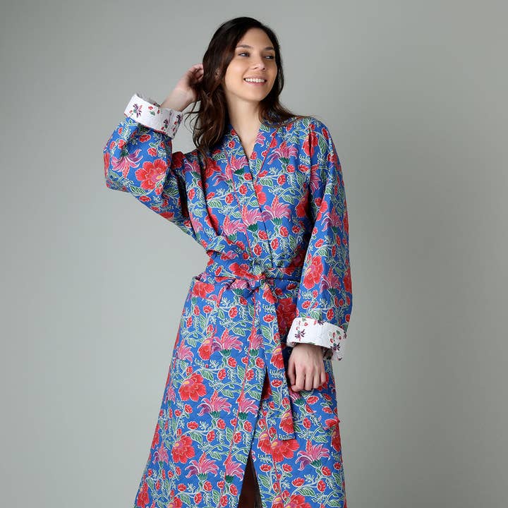 Peignoir matelassé Clarence Indigo pour la vente par Mahogany