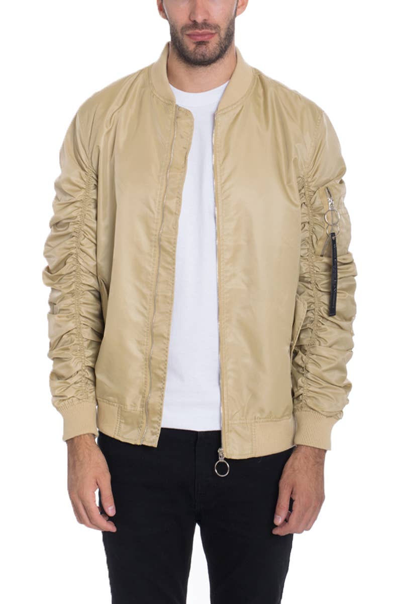 WEIV - Wholesale Bomber Jacket - Men's - Mens Light Weight Scrunched Flight Bomber Jacket0