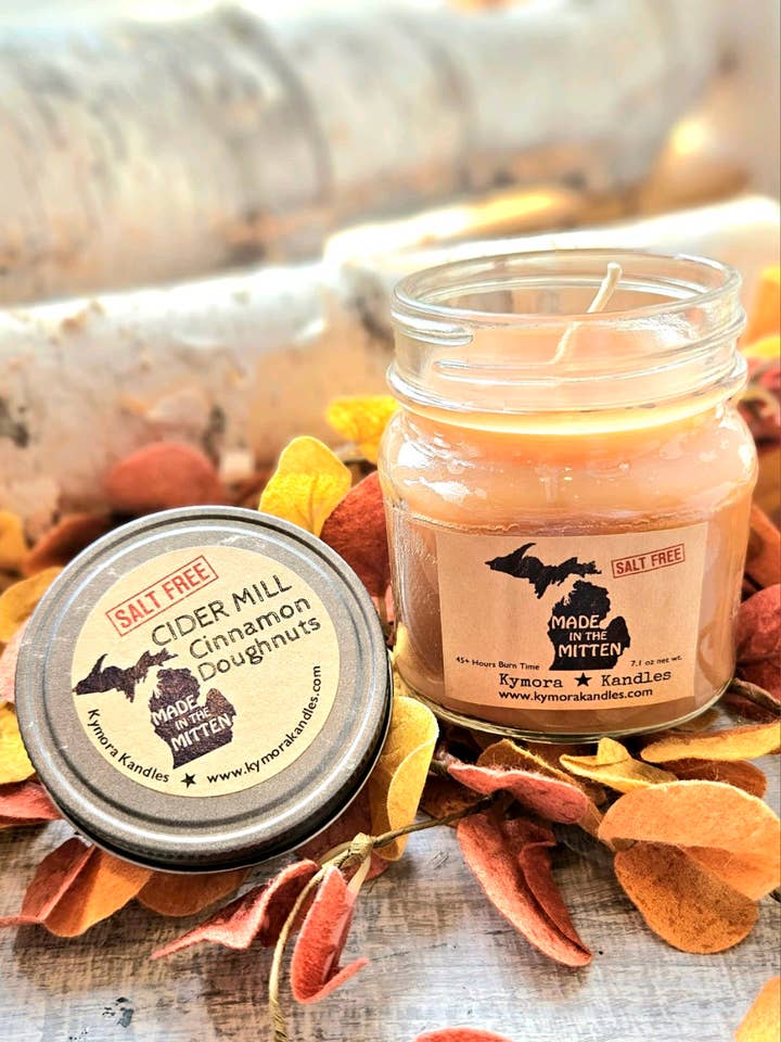 Mini Mason Jar Candle - Cider Mill Cinnamon Doughnuts for wholesale by Kymora Kandles