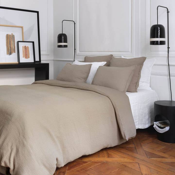 Capa de edredão em gaze de algodão bege por atacado de Maison d'été