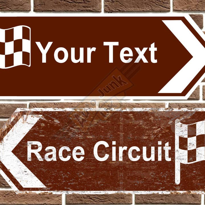 Personalised Racing Circuit Flag Directional Arrow Road Sign for wholesale by Auto Junk UK Ltd