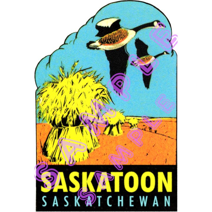 Autocollant vinyle style vintage SASKATOON SASKATCHEWAN SKT5 pour la vente par Hilda74 Retro Designs