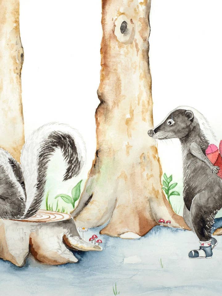 Tarjeta de nota Skunk Valentine 5"x7" para venta al por mayor de Katie Crawford Art