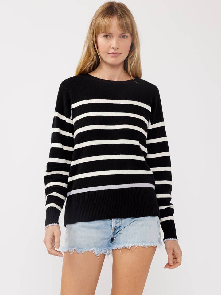 Pop Color Stripe Crewneck Sweater for wholesale by Lovestitch