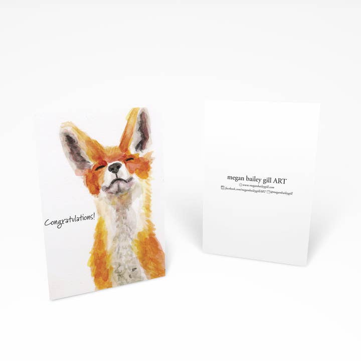 Carte de vœux ou de félicitations Whimsical Fox pour la vente par MeganBaileyGillART