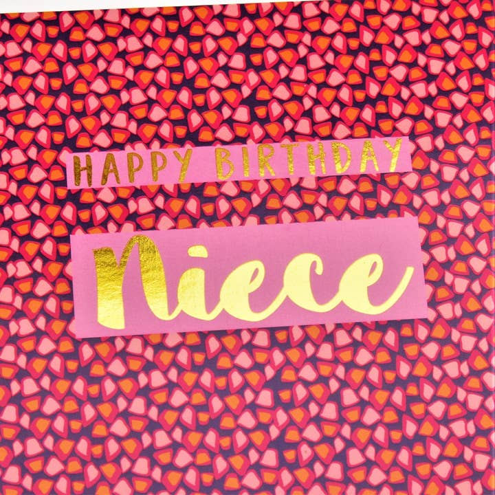 Claire Giles Ltd - Vente Cartes d'anniversaire - Carte d'anniversaire, nièce, joyeux anniversaire nièce, texte doré brillant3