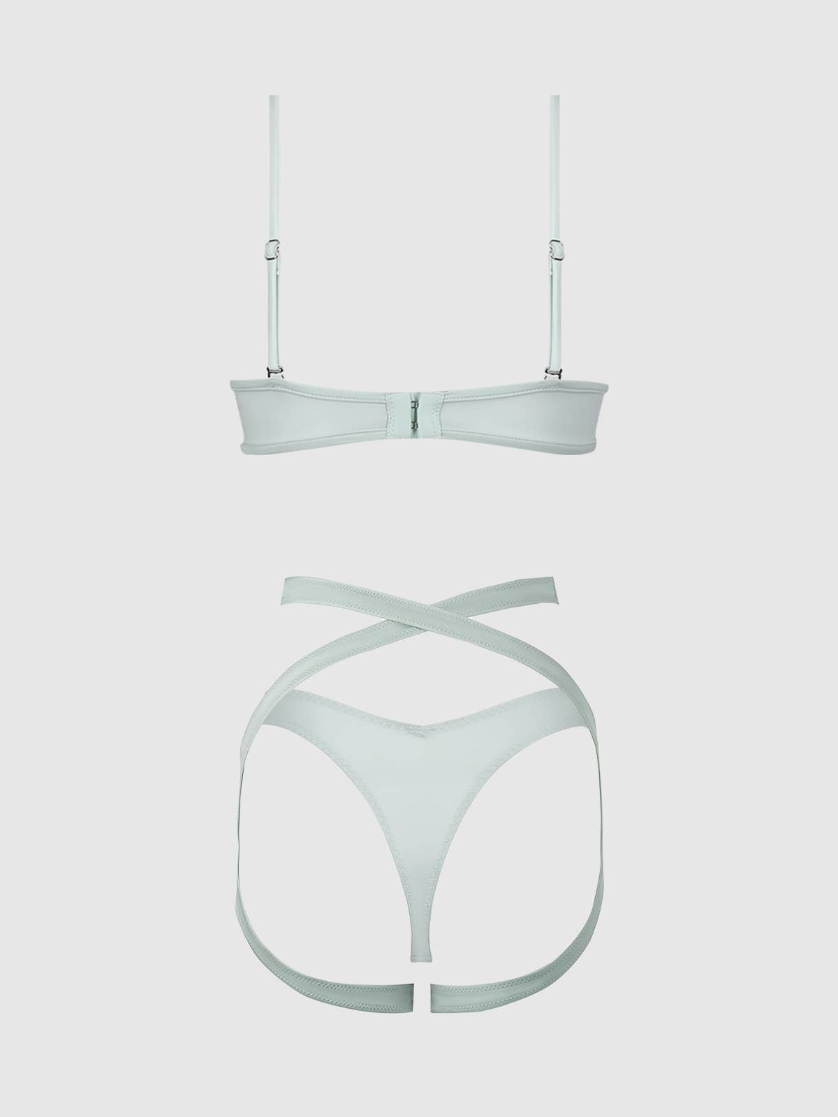 House of Desire - Wholesale Lingerie Set - Women's - ZOE OIL SLICK BANDEAU BRA, WRAP GARTER & TANGA SET4