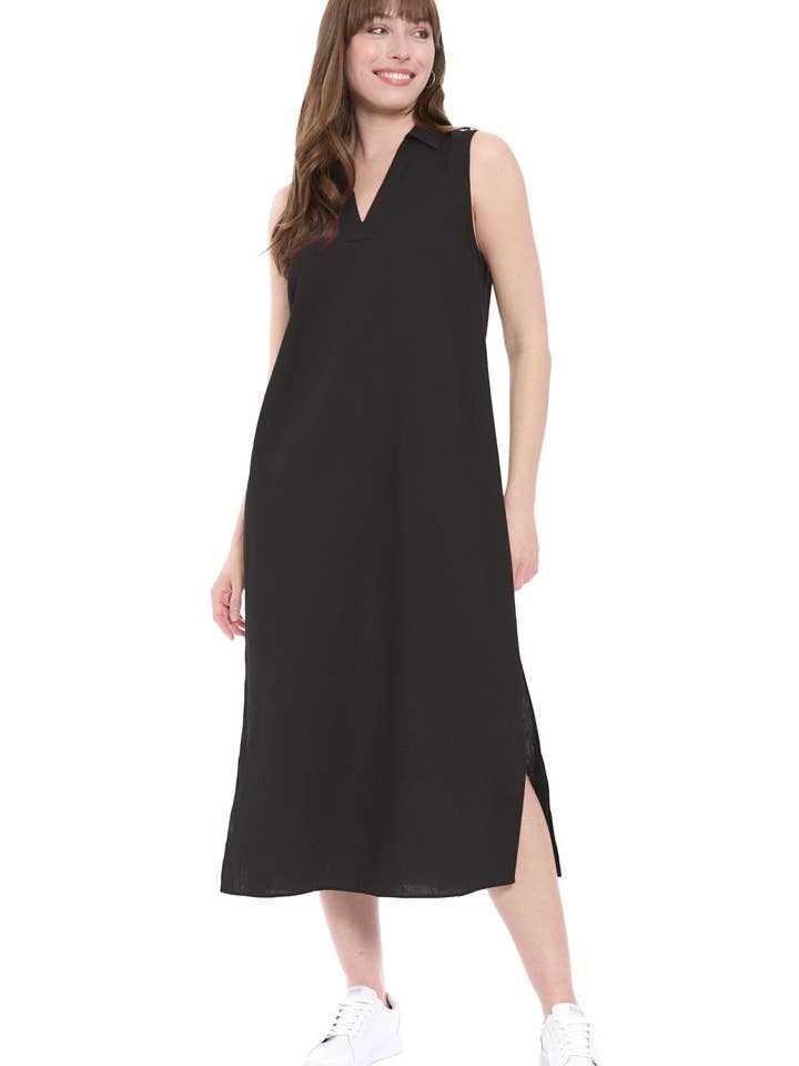 GEKRAAGDE POPOVER MOUWLOZE TUNIEK MAXI voor wholesale door Maggy London Group