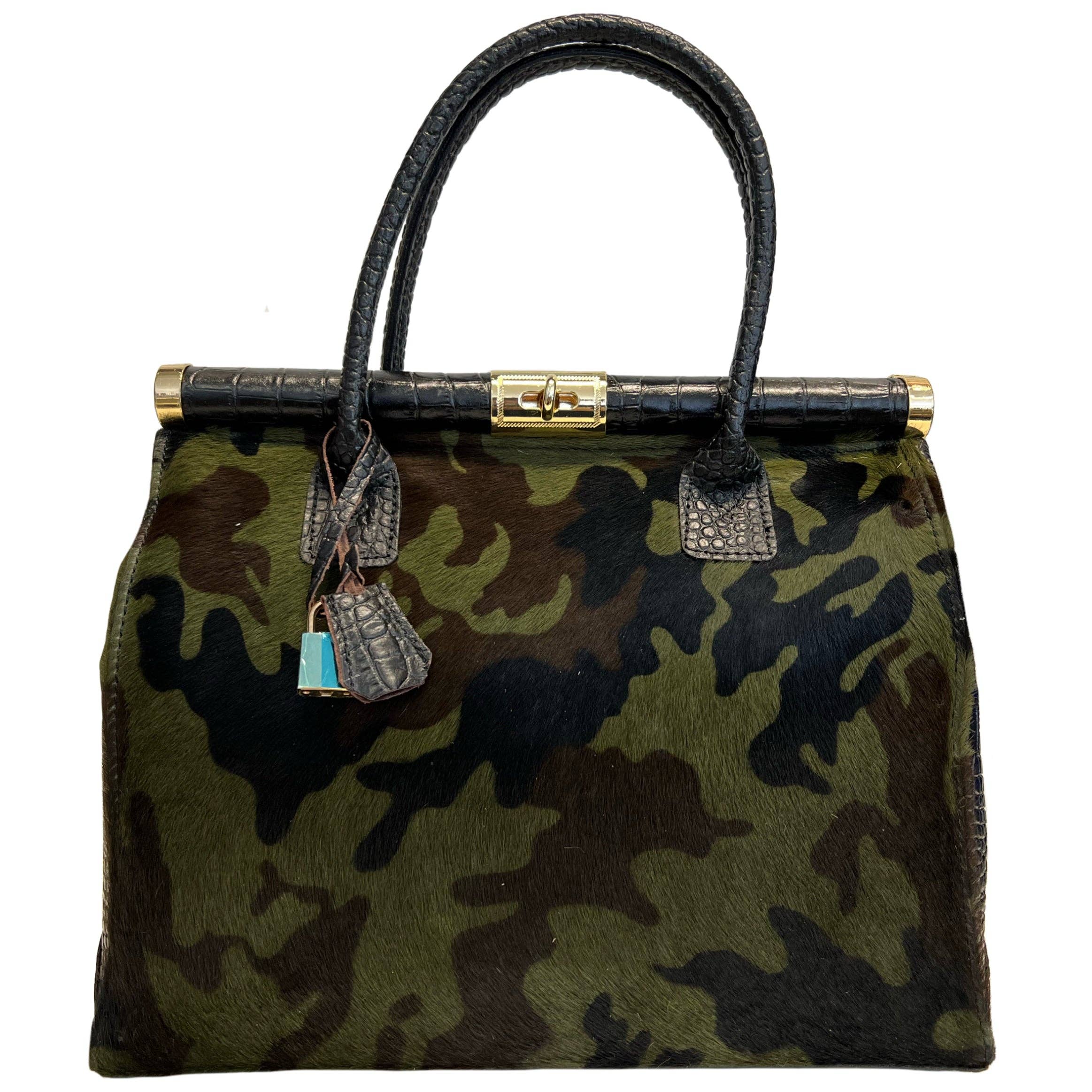 MODARNO – Engroshandel Taske med håndtag – til kvinder – Ægte håndtaske i kokoslæder med ægte ponyhår - model Firenze7