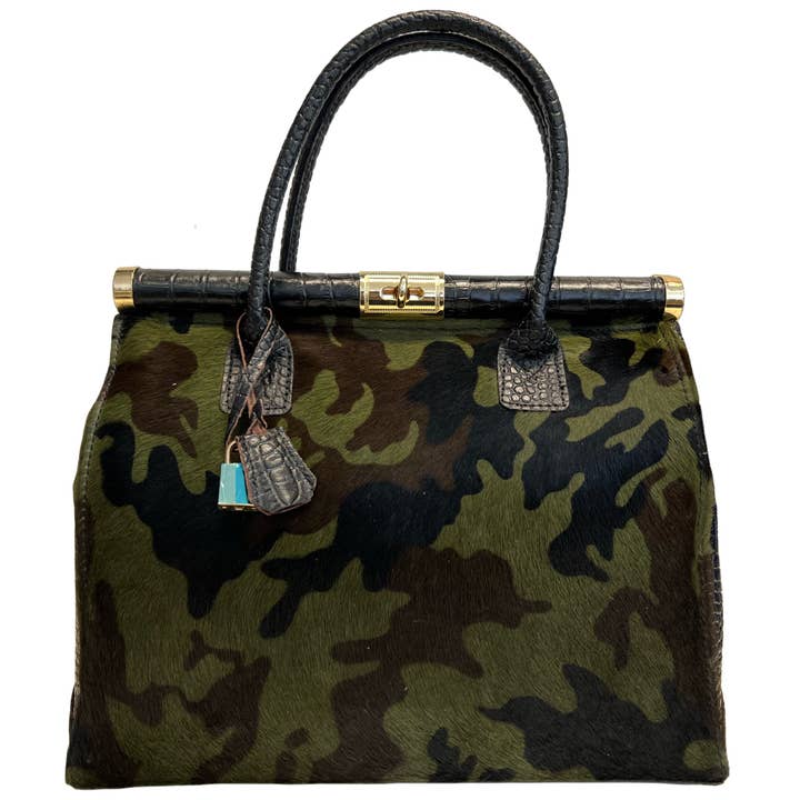 MODARNO – Engroshandel Taske med håndtag – til kvinder – Ægte håndtaske i kokoslæder med ægte ponyhår - model Firenze7