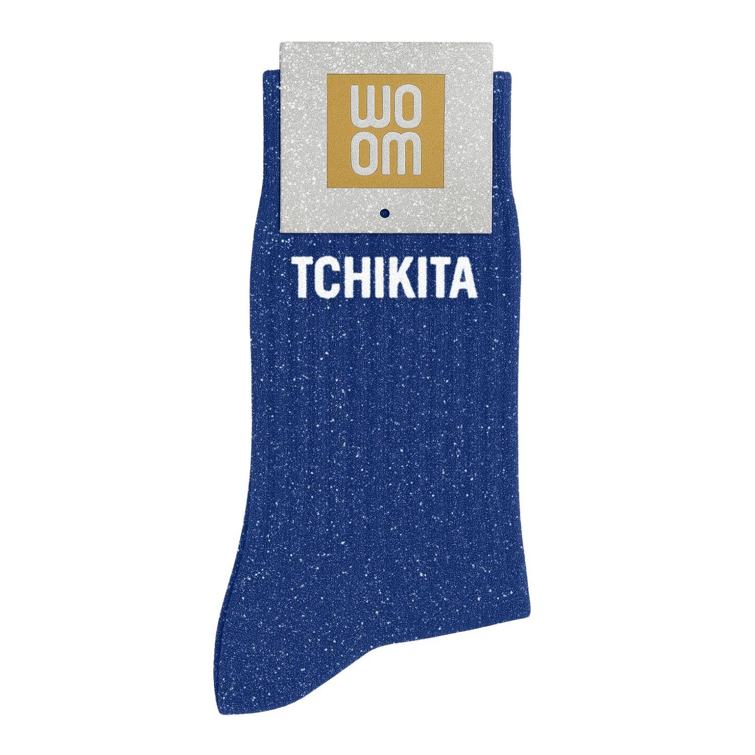 ChoO - Wholesale Socks - Kids - "Tchikita" Message Glitter Socks Electric Blue0