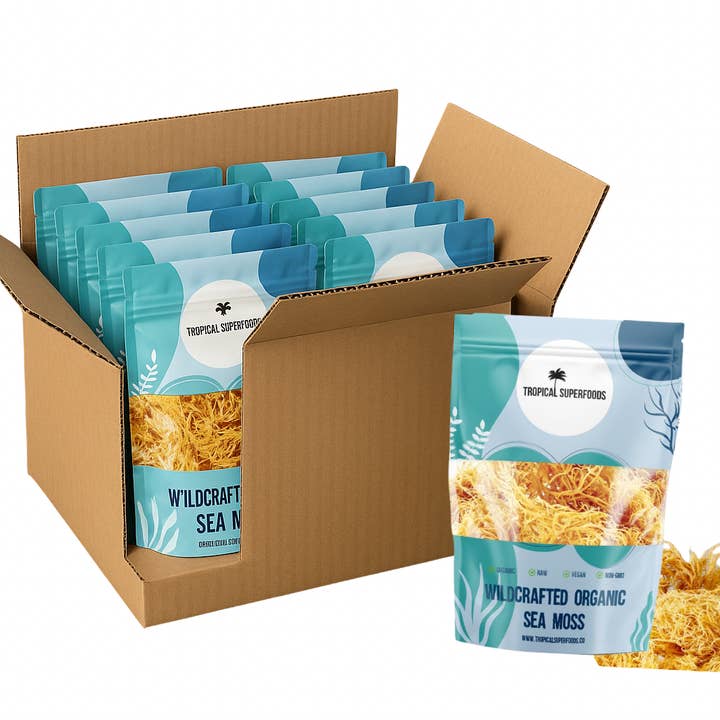 Tropical Superfoods - Wholesale Protein/superfood powder - Ocean Harvested Sea Moss-Case 100 packs of 4oz/100g Sea Moss