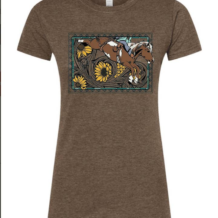 Blote Rug Paard T-shirt Cowboy Cowgirl Western Rodeo voor wholesale door The Rodeo Rose