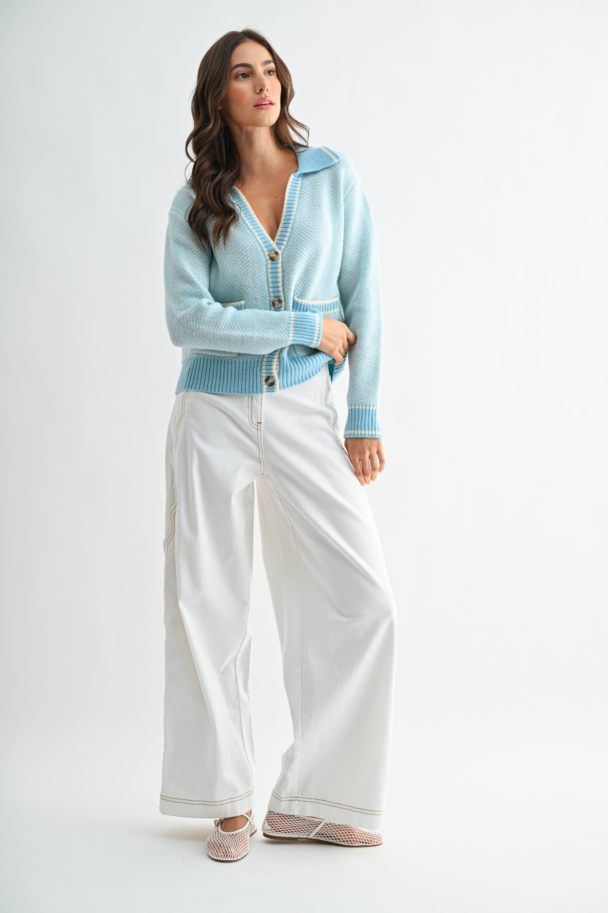 Camellia - Wholesale Knit Sweater - Women's - CW10236E HERRINGBONE KNIT CARDIGAN28