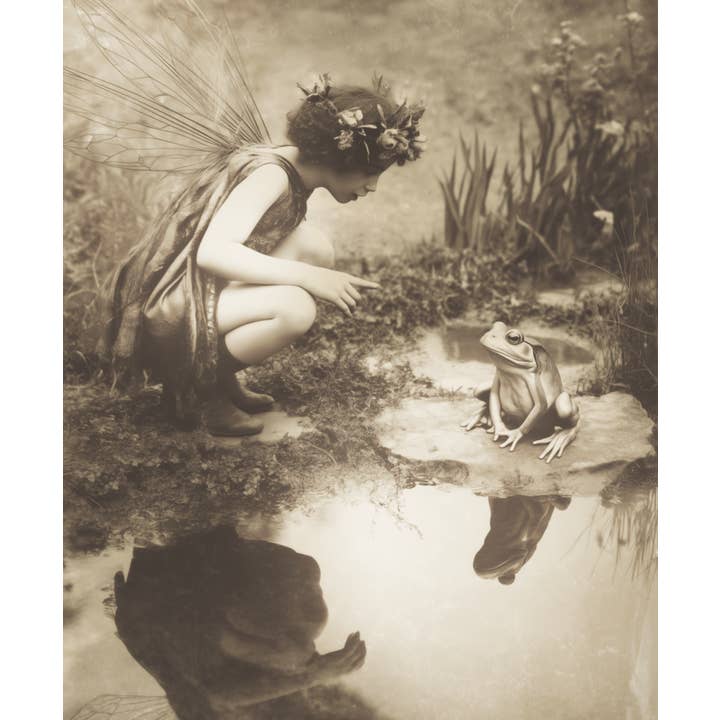 Vintage Historic Photo Fairy with Frog Art Print - Fairies 8"x10" Artwork and other Purchase Wholesale cardboard photo frames. Free Returns & Net 60 Terms on Faire trending on Faire.