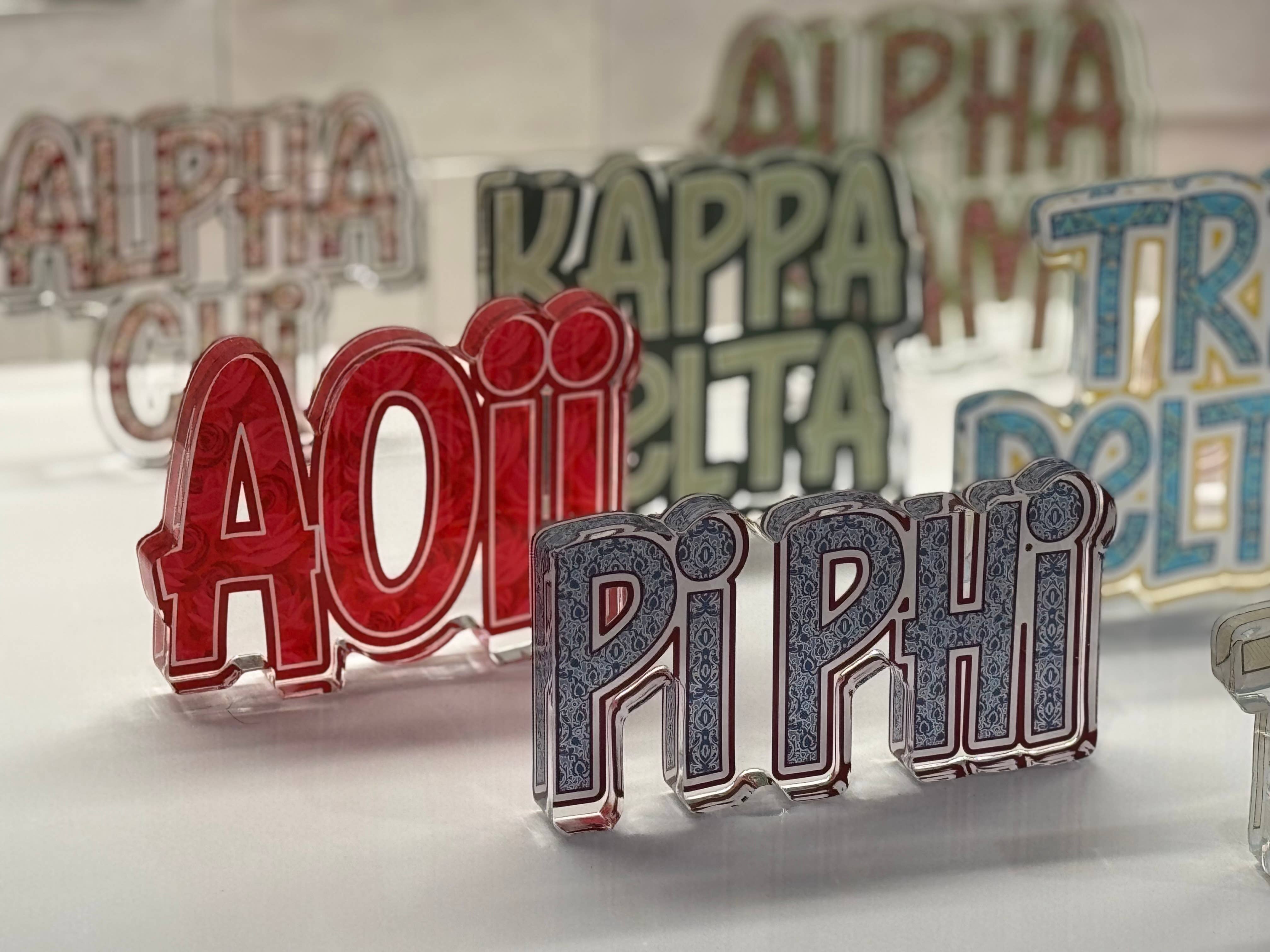 Buttongirl99 - Wholesale Decorative Tabletop Object - Sorority Acrylic Shelfie - 3/4 inch thick3