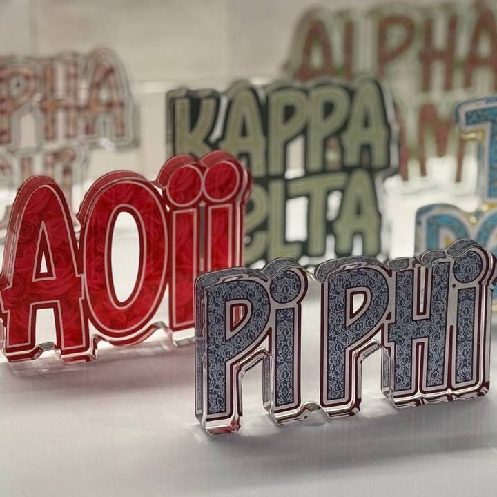 Buttongirl99 - Wholesale Decorative Tabletop Object - Sorority Acrylic Shelfie - 3/4 inch thick3