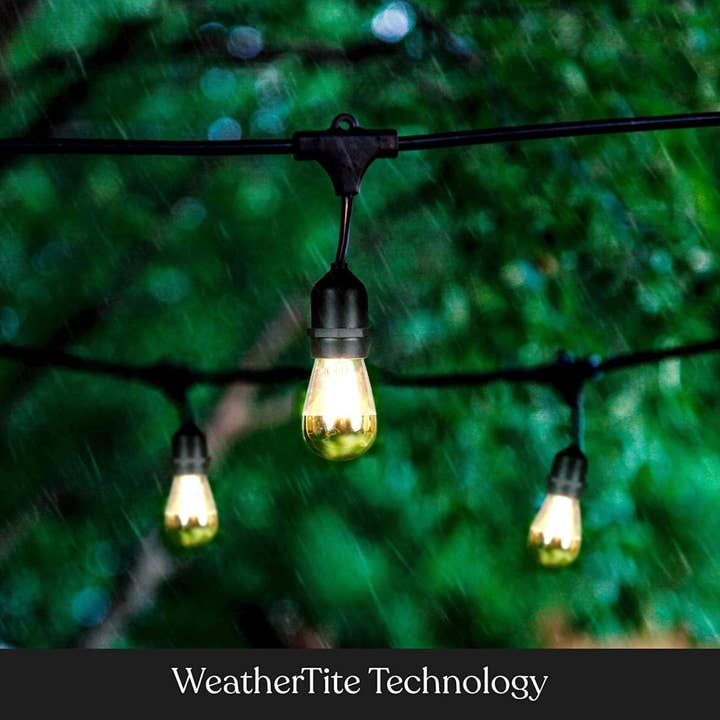 OutdoorSolarOutlet - Wholesale String lights - Ambience Pro - Anti Glare, Beautiful Gold Tip Outdoor String Lights Patio Lights Dimmable LED Bulbs - 48 Ft4