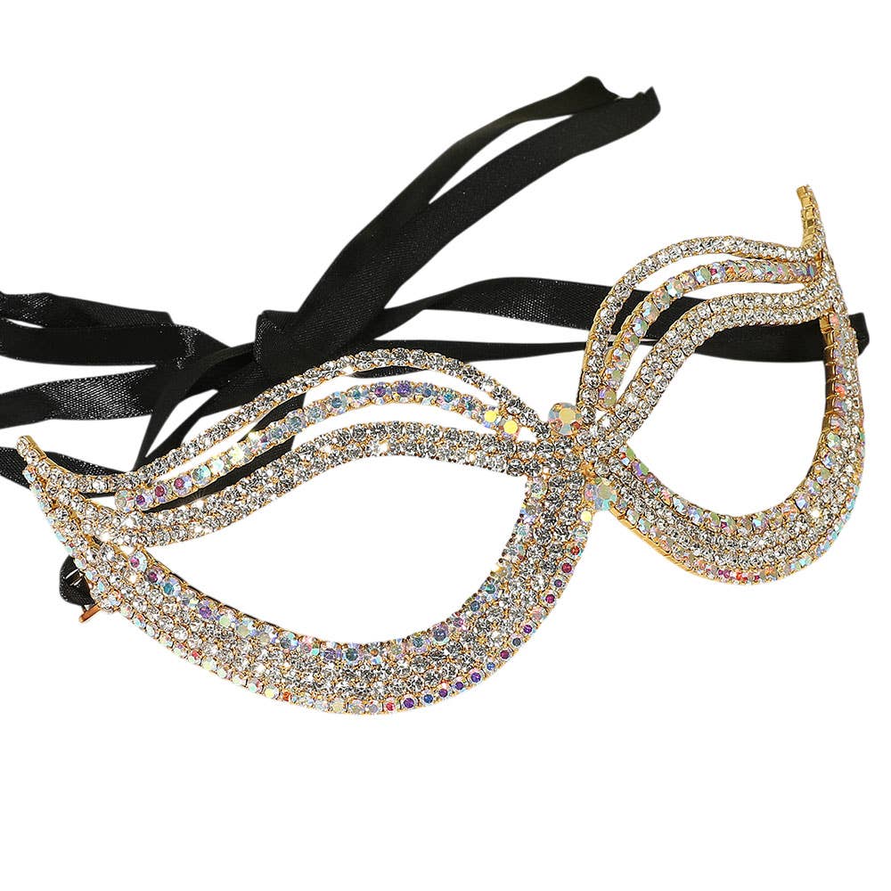 Sensibling Corp. - Wholesale Costume - Women's - Rhinestone Pave Cat Eye Masquerade Mask
4