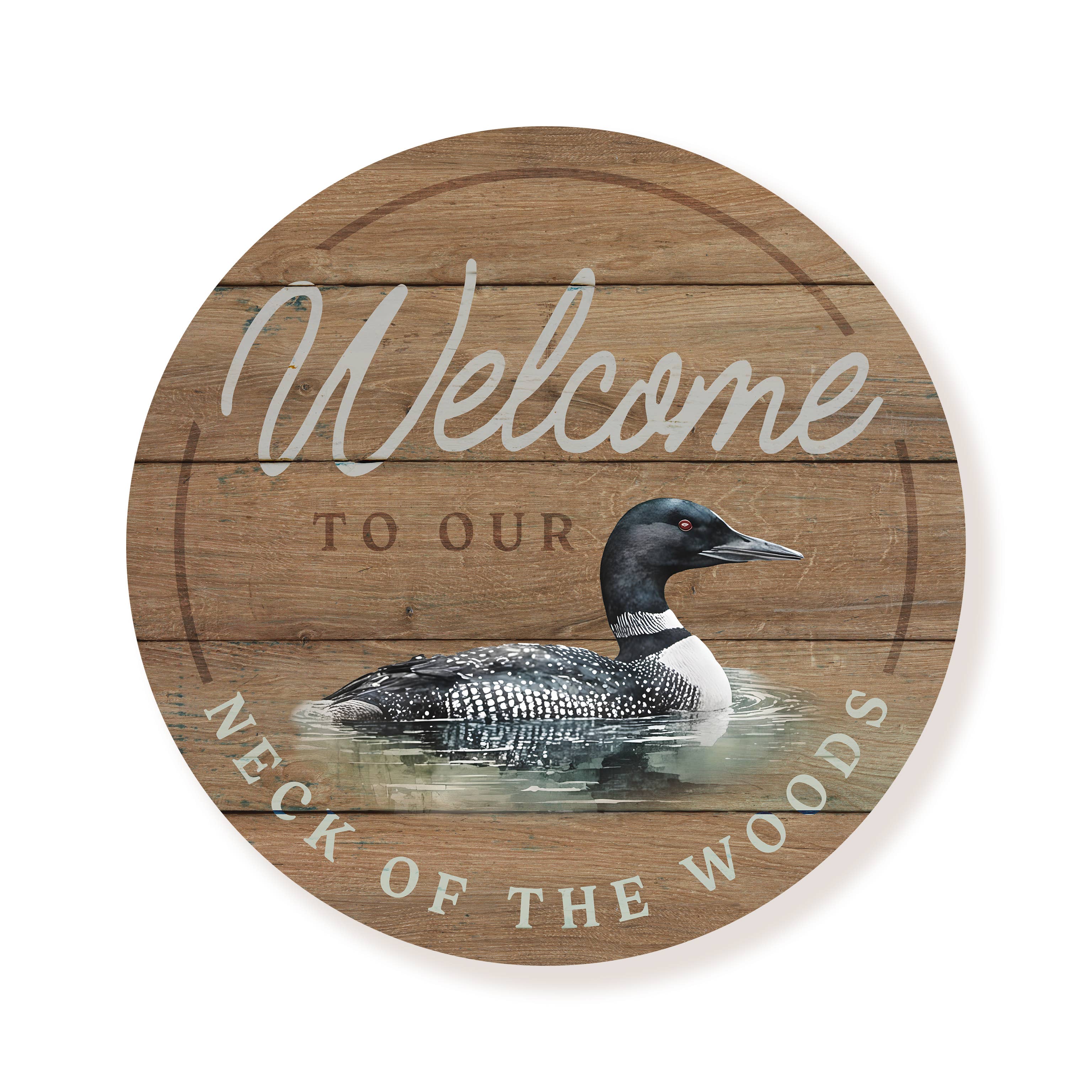 Kendrick Home - Wholesale Wood Wall Art - Welcome To Our Neck Of The Woods Circle0
