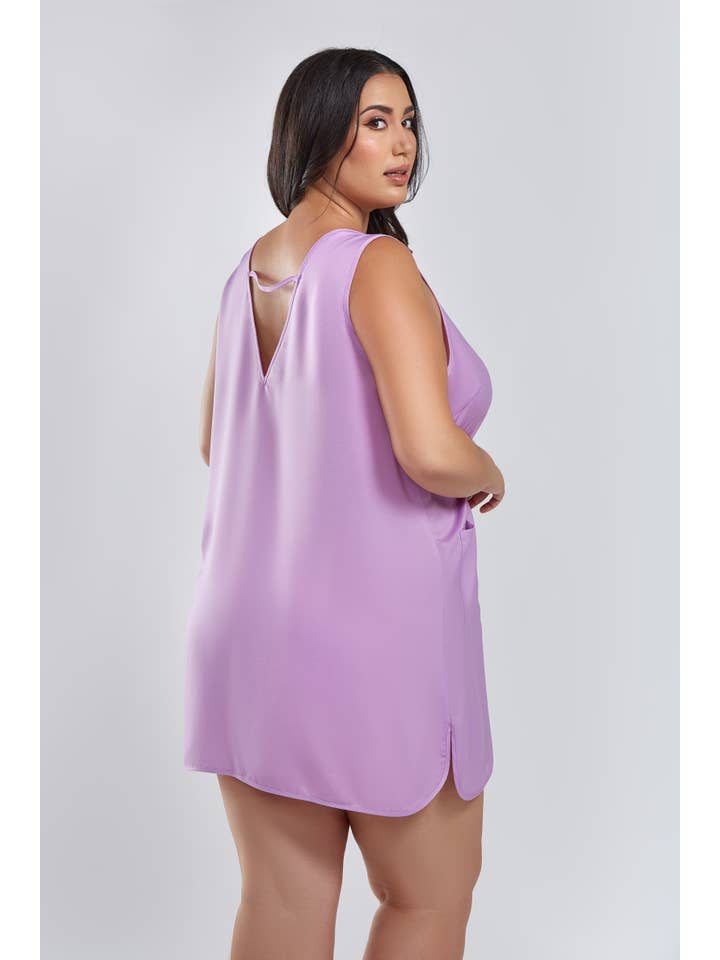 Purple Alice Lilac Plus Size Lounge Dress with Pockets for wholesale on Faire1