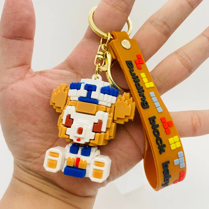 Cute Keychain Building Block Doll Key Chain for wholesale by Mio Queena