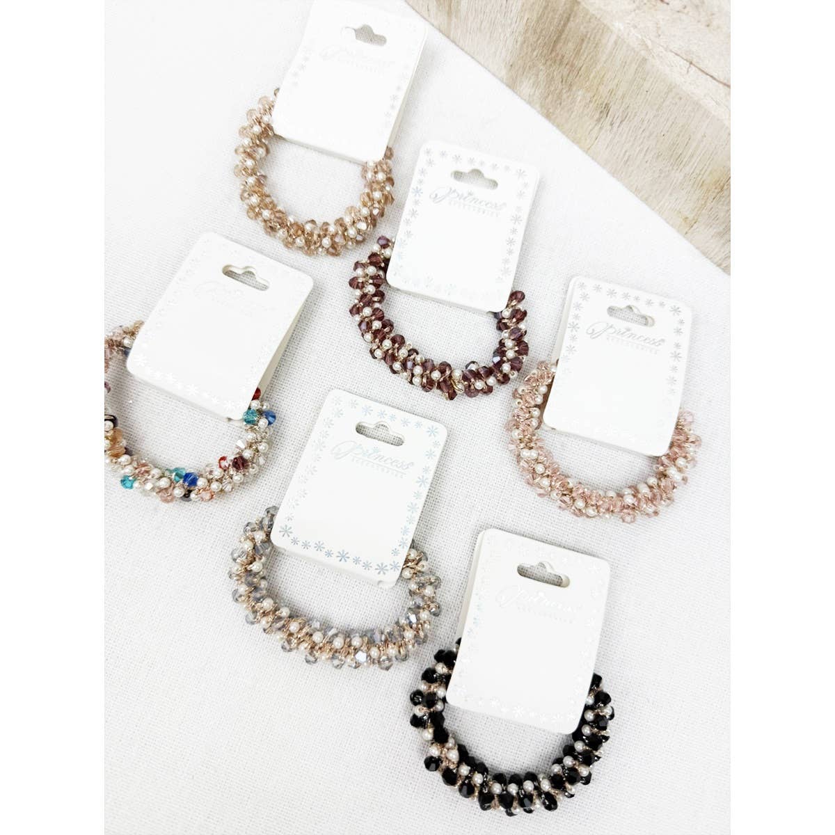 MIX COLOR Shiny Crystal and Pearl Hair Tie Set for wholesale on Faire3