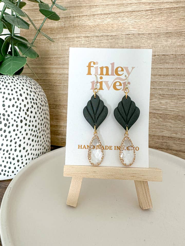 Mini Fiona Charm | Black | EXTENDED TIME | Clay Earrings for wholesale by Finley River | Trendy Polymer Clay Earrings | Hypoallergenic
