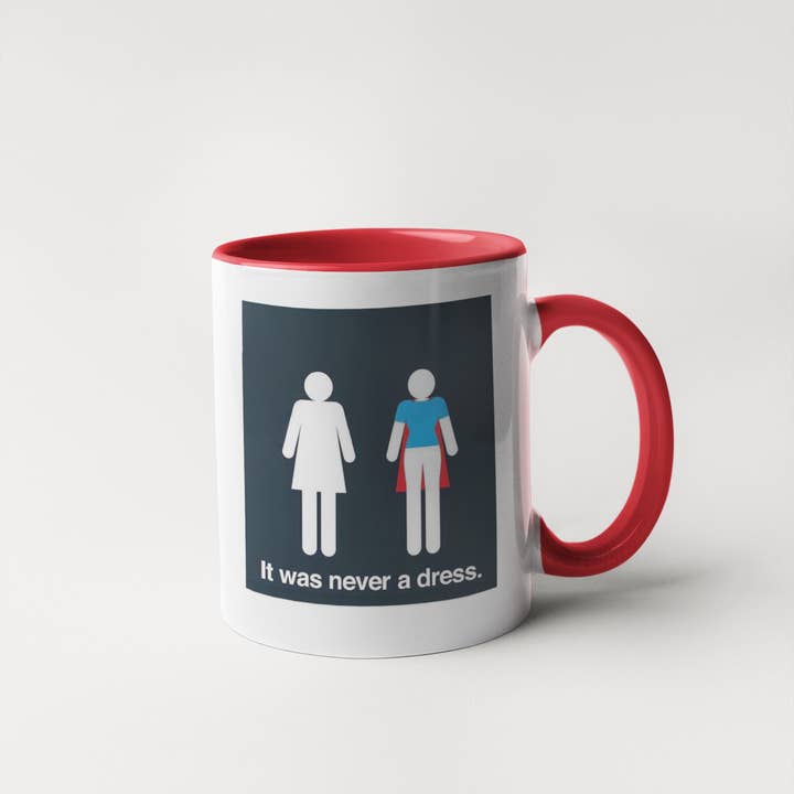 Calm Down Caren - Wholesale Coffee Mug - It Was Never A Dress - Woman Wearing A Cape Feminist Mug