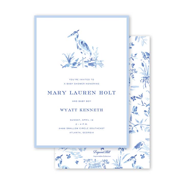 Heron Blue Boxed Invitation for wholesale by Dogwood Hill