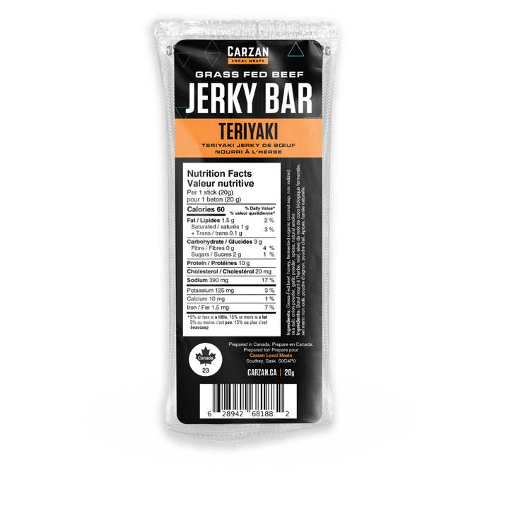 Carzan Local Meats - Wholesale Jerky - Teriyaki Jerky Bars