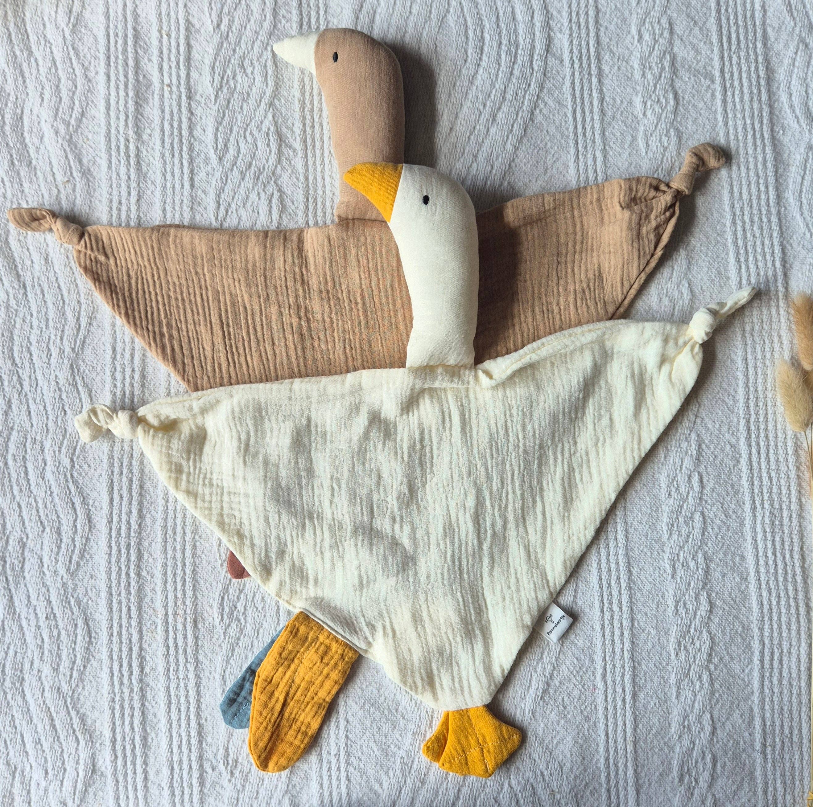 Rammelaartje - Venta al por mayor Mantita de seguridad - Bebés - Peluche Suave Hidrofílico en Forma de Ganso para Bebés - Marrón3