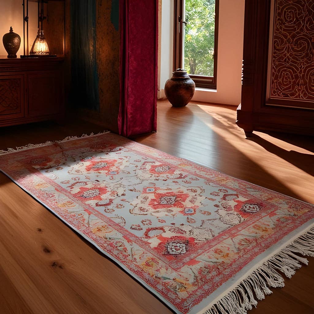 Linen Connections - Wholesale Area Rug - Boho Rug | Vintage Pastel Medallion | Terracotta Flatweave0