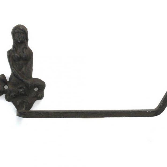 Hampton Ironworks - Wholesale Toilet Paper Holder - Cast Iron Mermaid Toilet Paper Holder 10""