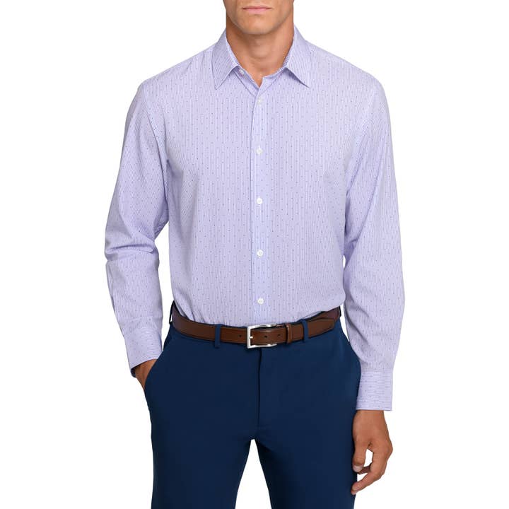 Regular Fit Stripe Dot 4-Way Stretch Recycled Dress Shirt for wholesale by W.R.K