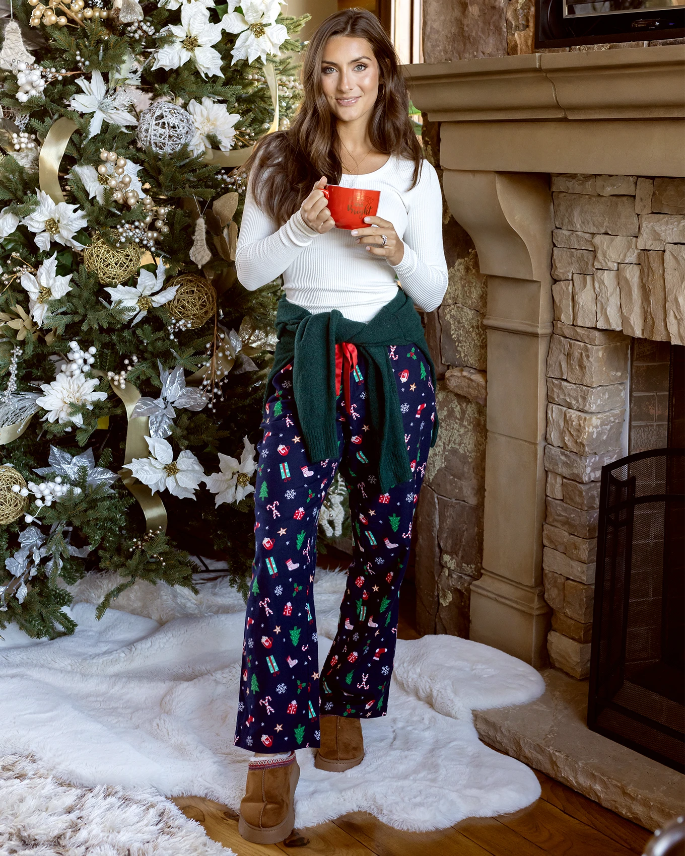 Flannel Christmas Pajama Pants in Navy for wholesale on Faire2