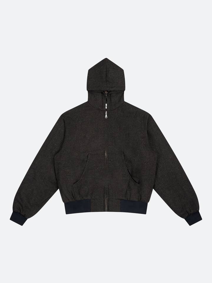 Dark Brown Speckled Bomber Jacket for wholesale by FRGL