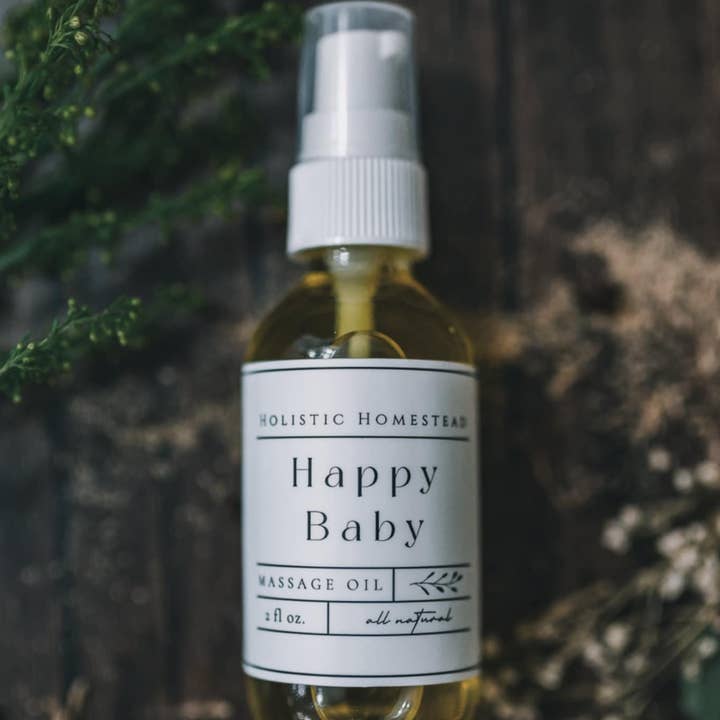 Happy Baby Massage Oil for wholesale by Holistic Homestead