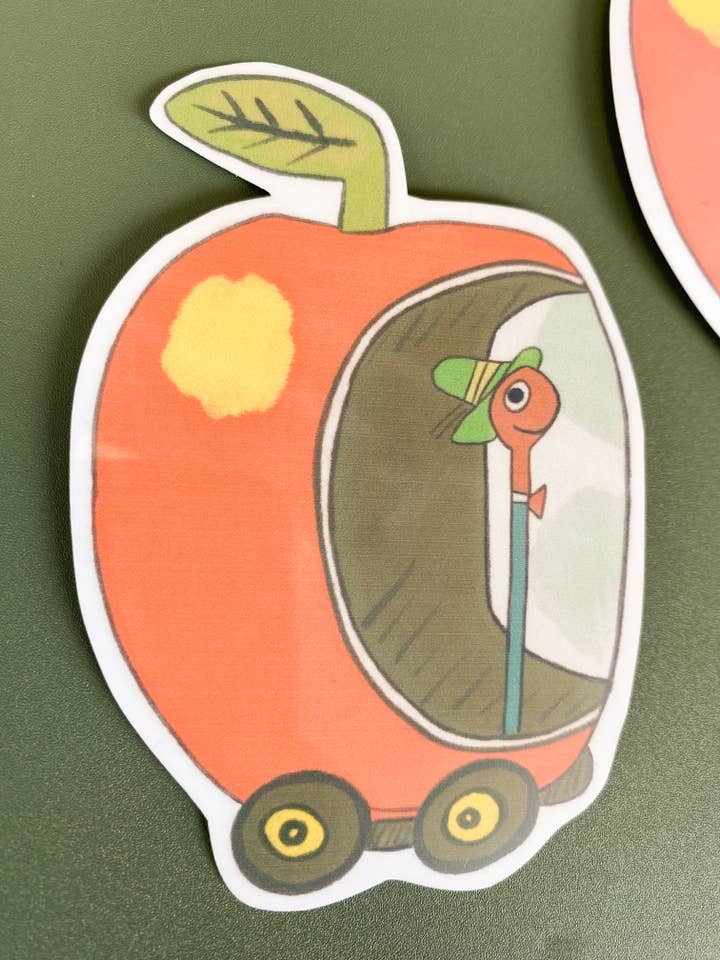Autocollant Apple Car Worm Nostalgia, Richard Scarry Busytown pour la vente par Frost & Fringe Craft Co.