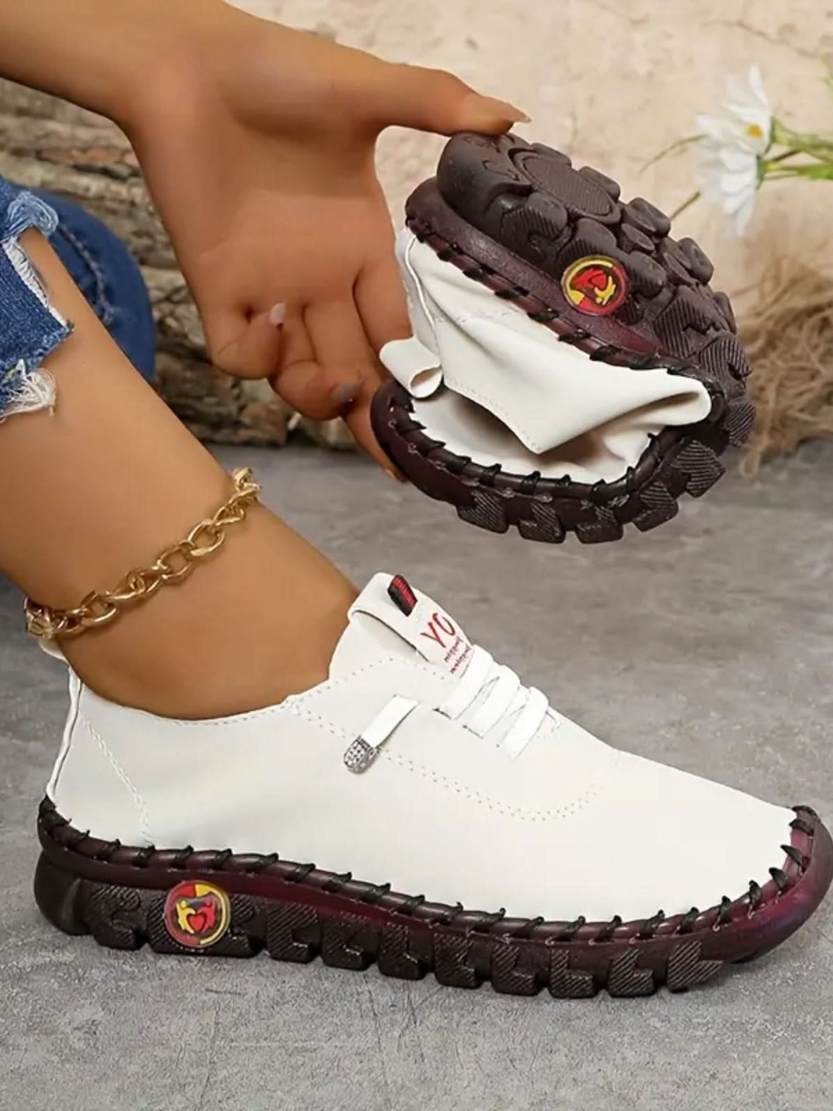 REMOVED BRAND - Wholesale Slip On Sneakers - Women's - PU Leather Round Toe Slip-Ons1