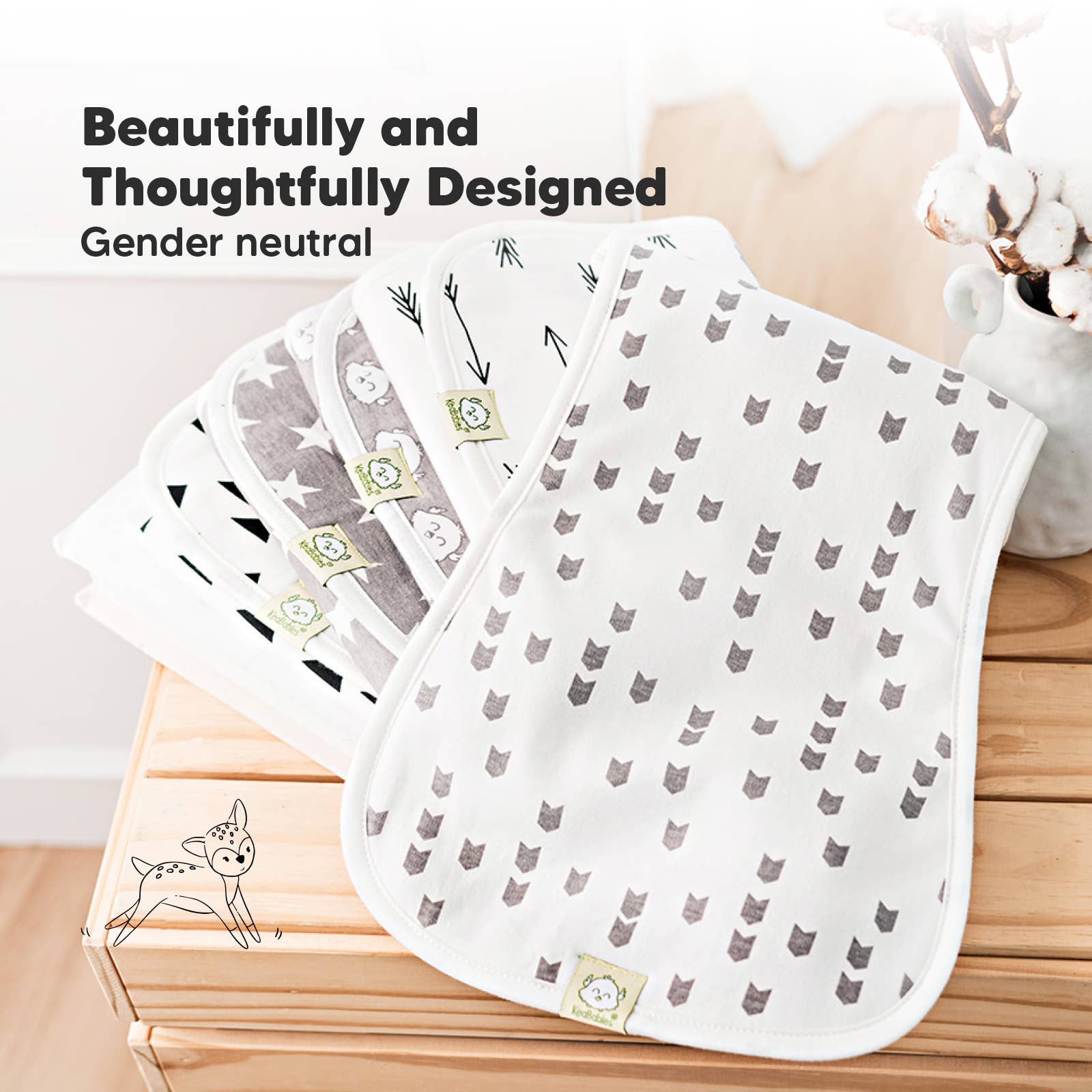 Sueños rosas Paquete de 5 paños para eructos Urban de KeaBabies de venta al por mayor en Faire8