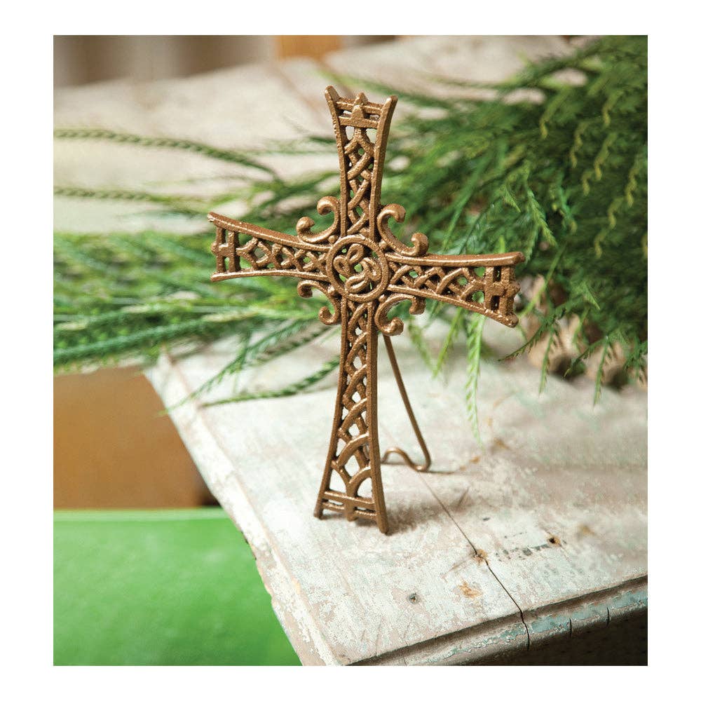 Manual Woodworkers and Weavers, Inc. - Wholesale Decorative Tabletop Object - Stand On The Solid Rock Cast Iron Cross S/20